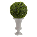 28" Boxwood Ball Topiary Artificial Plant in Urn (Indoor/Outdoor)