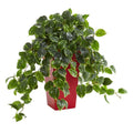 Pothos Artificial Plant in Red Planter UV Resistant (Indoor/Outdoor)