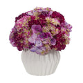 12" Hydrangea Artificial Plant in White Vase