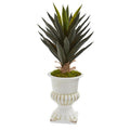 Agave Artificial Plant in White Urn