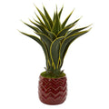 Agave Artificial Plant in Red Planter