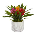 Bromeliad Artificial Plant in Marble Finished Vase