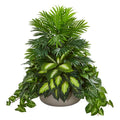 Mixed Greens Artificial Plant in Stone Planter