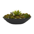 Agave & Succulent Garden Artificial Plant in Black Planter