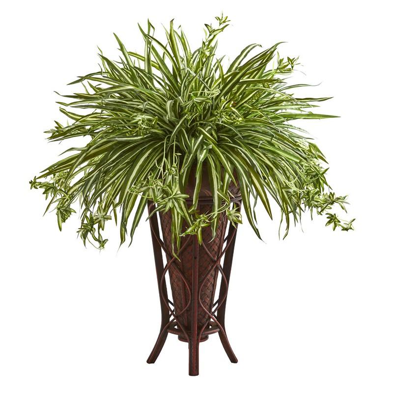 37" Spider Artificial Plant in Decorative Stand Planter