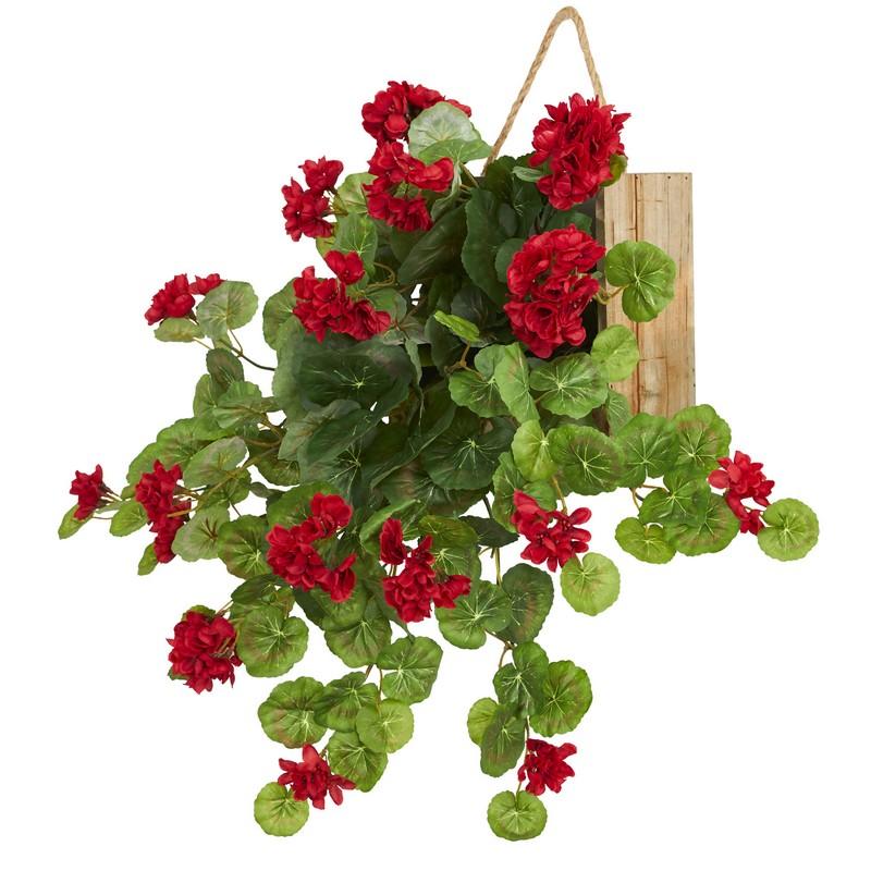 18" Geranium Artificial Plant in Decorative Hanging Frame