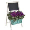 26" Gloxinia Artificial Plant in Farmhouse Stand and Chalkboard