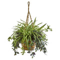 30" Wandering Jew & Spider Artificial Plant in Hanging Basket