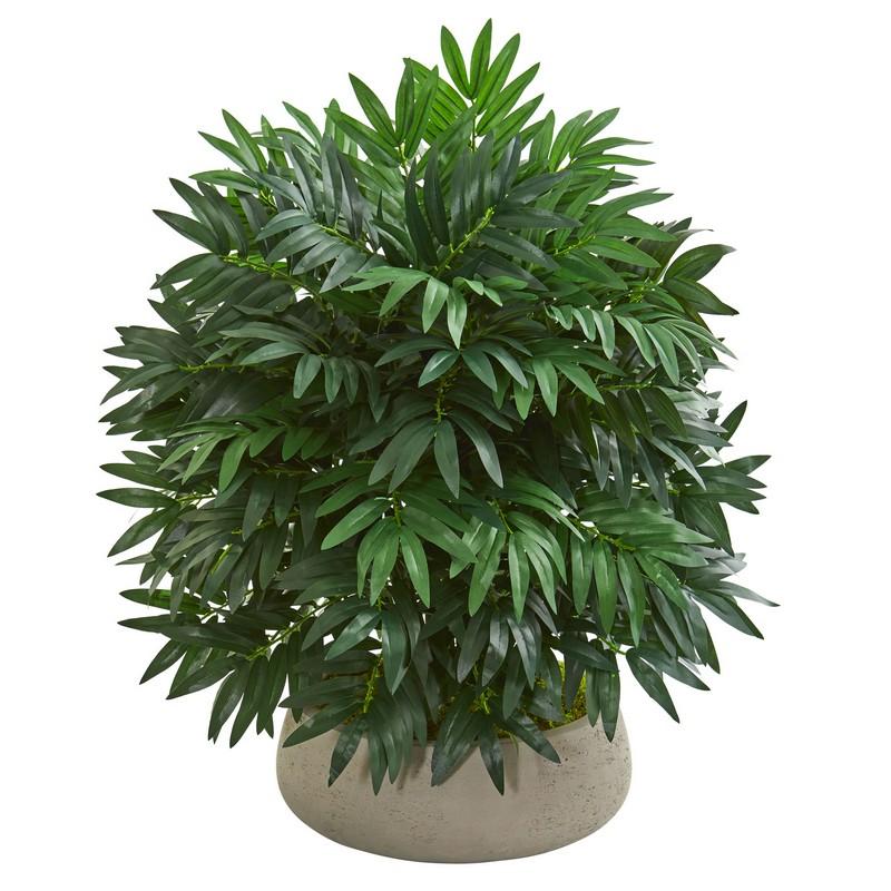 30" Bamboo Palm Artificial Plant in Stone Planter