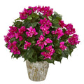 Bougainvillea Artificial Plant in Weathered Oak Planter