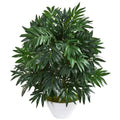 30" Bamboo Palm Artificial Plant in White Planter