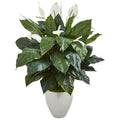 49" Elegant Spathifyllum Artificial Plant in White Planter