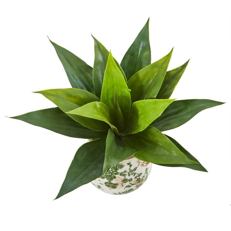14" Agave Succulent Artificial Plant in Decorative Vase