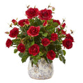 21" Garden Rose Artificial Plant in Decorative Vase