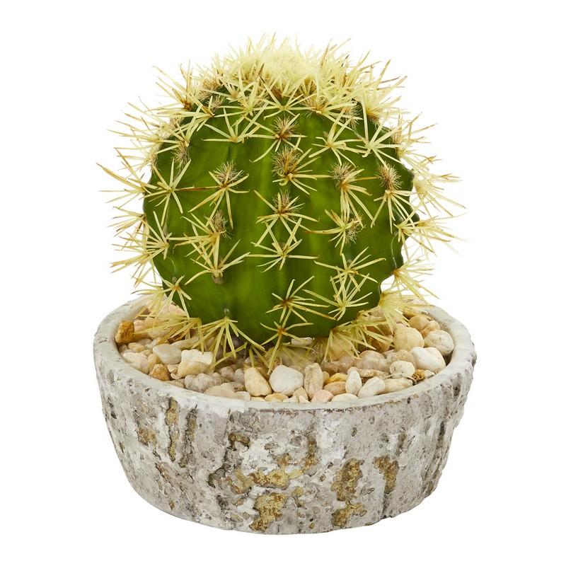 7" Cactus Artificial Plant in Weathered Planter (Set of 2)