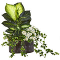29" Golden Dieffenbachia, Ivy and Daisy Artificial Plant in Planter