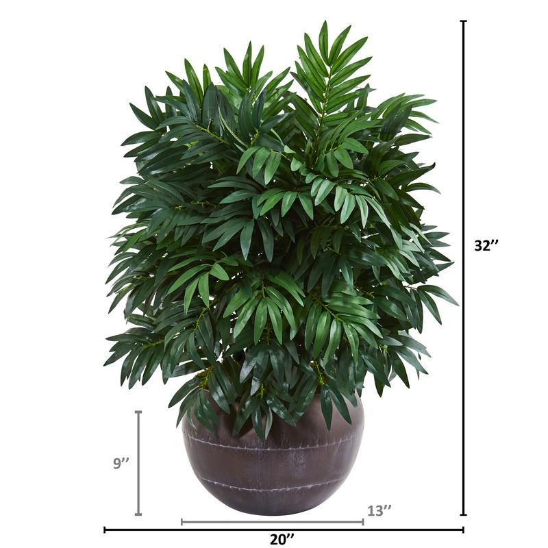 32" Bamboo Palm Artificial Plant in Metal Bowl