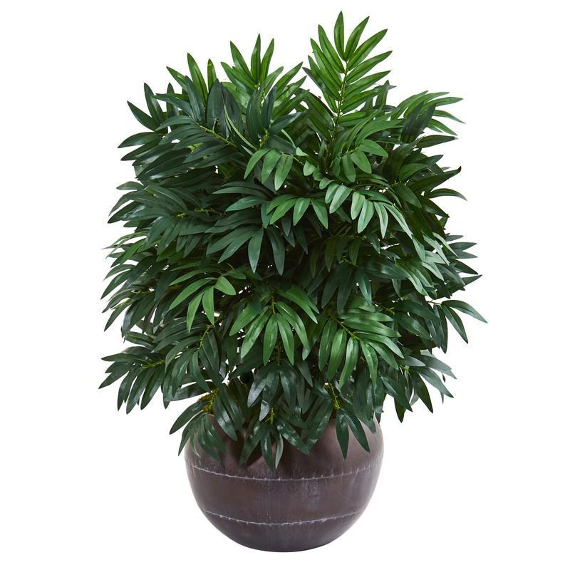 32" Bamboo Palm Artificial Plant in Metal Bowl