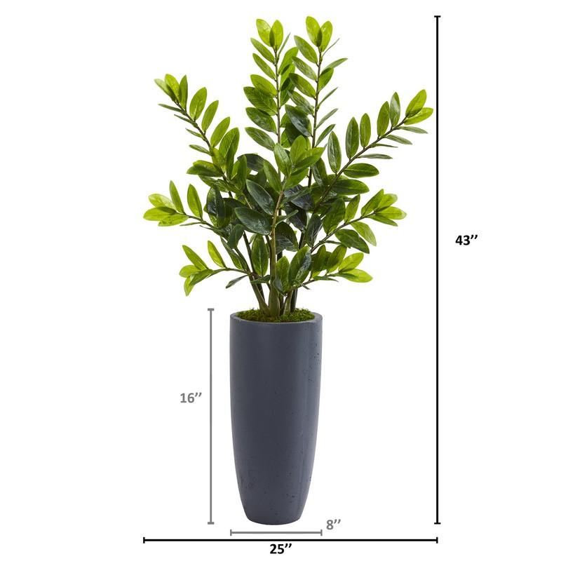 43" Zamioculcas Artificial Plant in Gray Planter