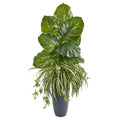 49" Spider and Pothos Artificial Plant in Gray Planter