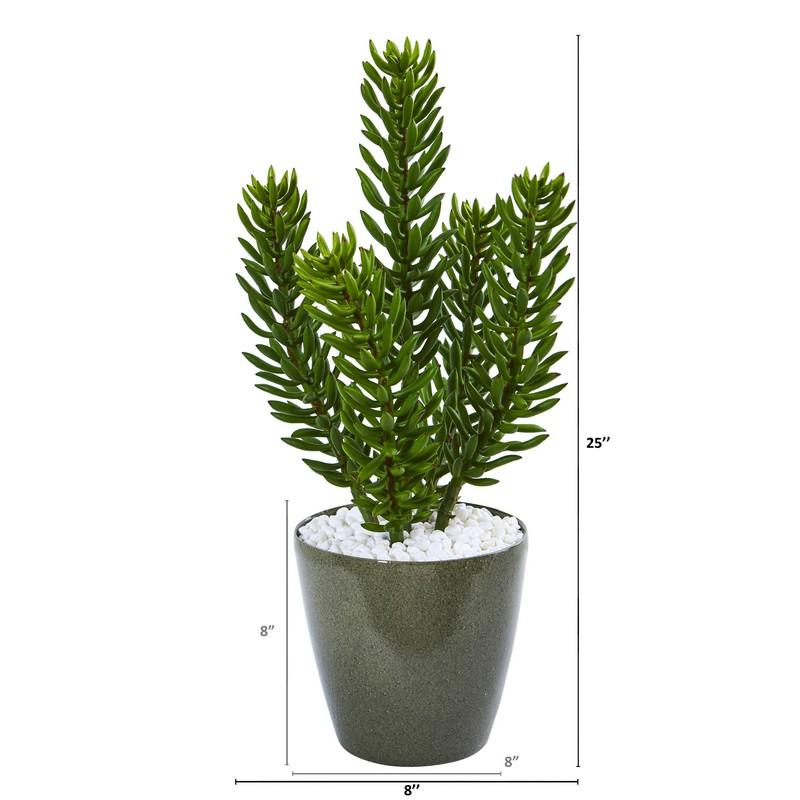 25" Succulent Artificial Plant in Green Planter