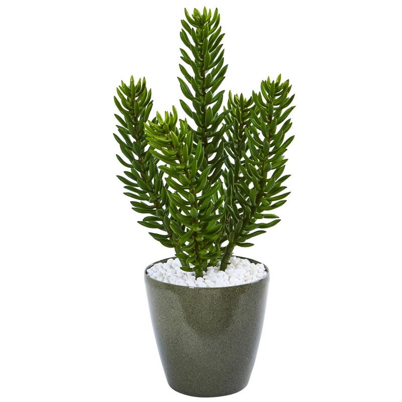 25" Succulent Artificial Plant in Green Planter