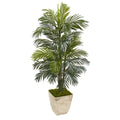 56" Areca Palm Artificial Plant in Country White Planter
