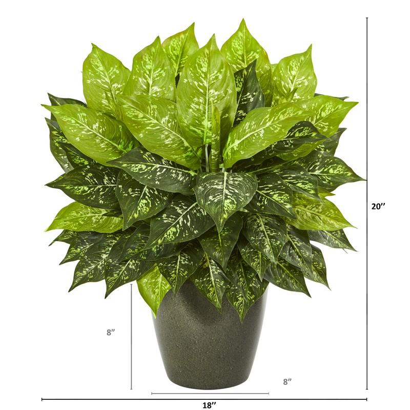 20" Dieffenbachia Artificial Plant in Green Planter