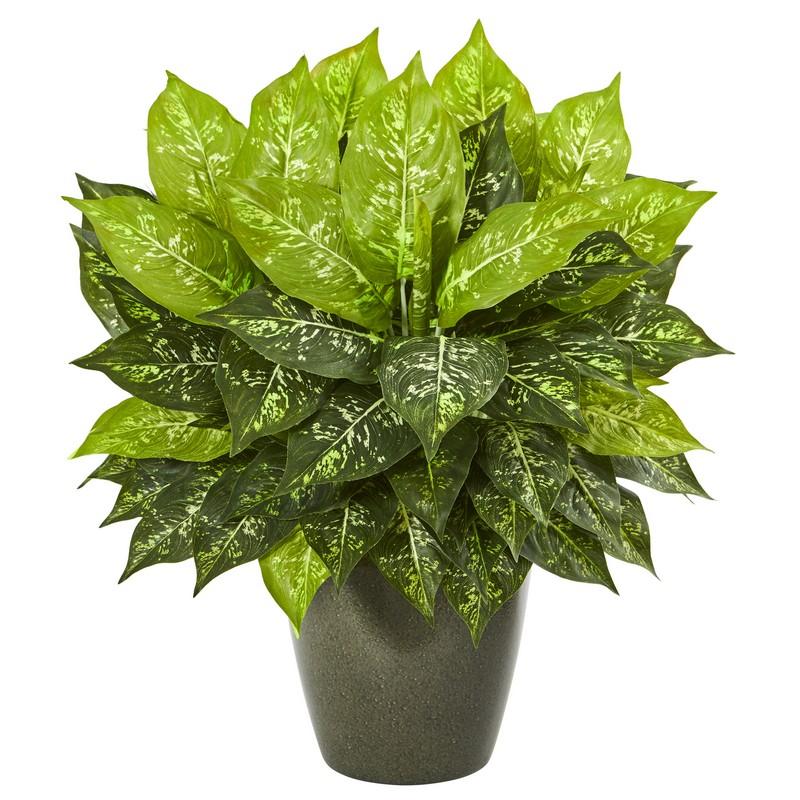 20" Dieffenbachia Artificial Plant in Green Planter