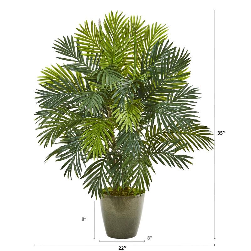 35" Areca Palm Artificial Plant in Green Planter
