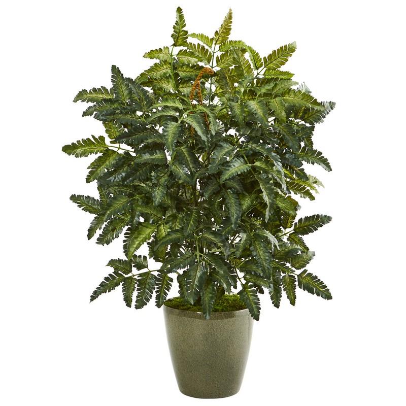 30" Bracken Fern Artificial Plant in Green Planter
