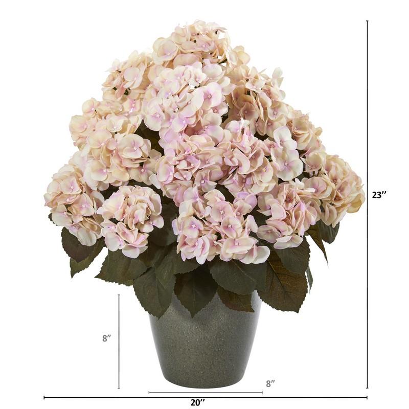 23" Fall Hydrangea Artificial Plant in Green Planter