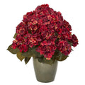 23" Fall Hydrangea Artificial Plant in Green Planter