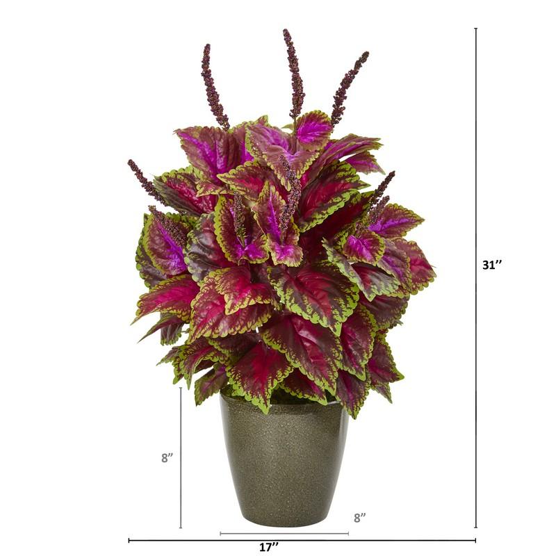 31" Coleus Artificial Plant in Green Planter
