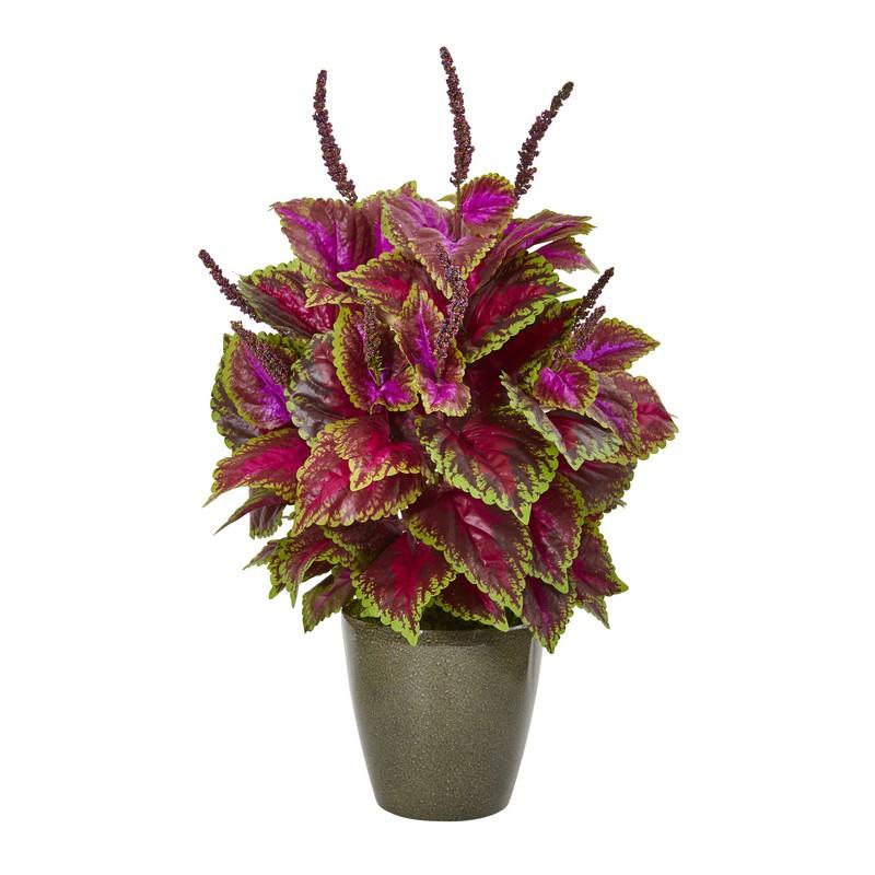 31" Coleus Artificial Plant in Green Planter