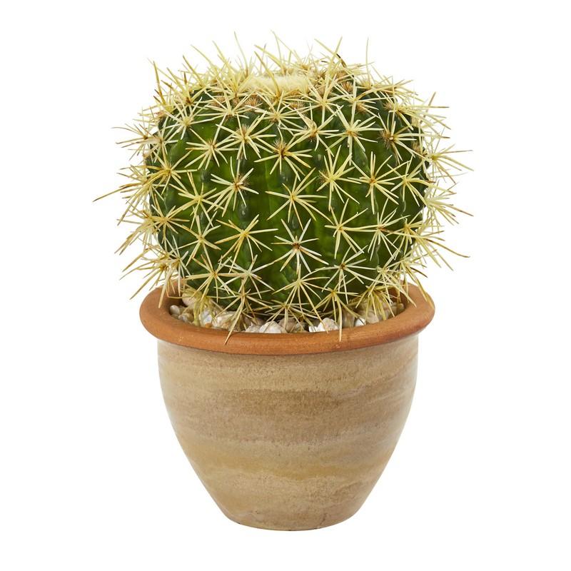 10" Cactus Artificial Plant in Decorative Ceramic Planter