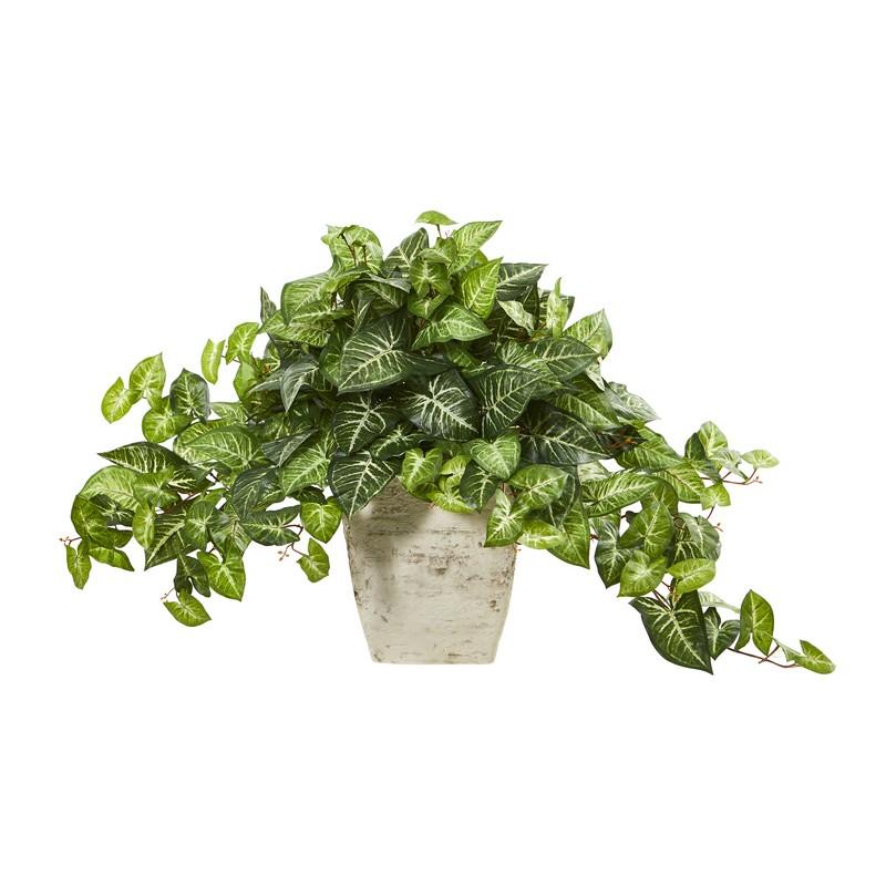24" Nepthytis Artificial Plant in Country White Planter