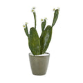 25" Flowering Cactus Artificial Plant in Green Planter