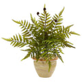 18" Fern Artificial Plant in Ceramic Planter