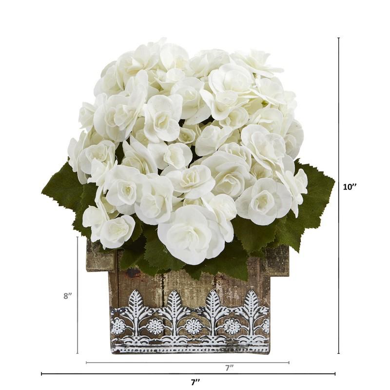 10" Begonia Artificial Plant in Hanging Floral Design House Planter