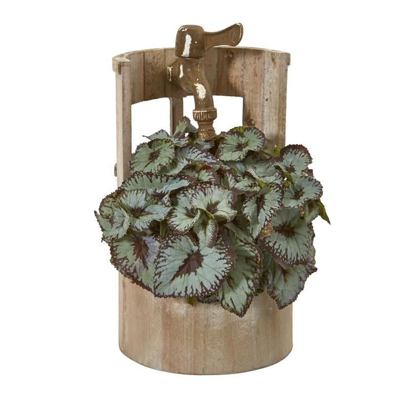 12" Rex Begonia Artificial Plant in Faucet Planter