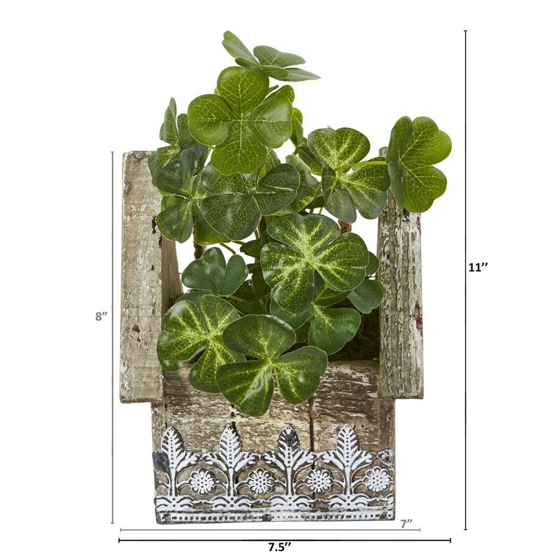 11" Clover Artificial Plant in Hanging Floral Design House Planter