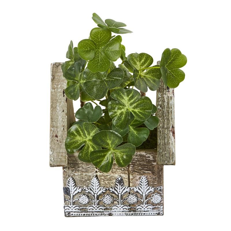 11" Clover Artificial Plant in Hanging Floral Design House Planter