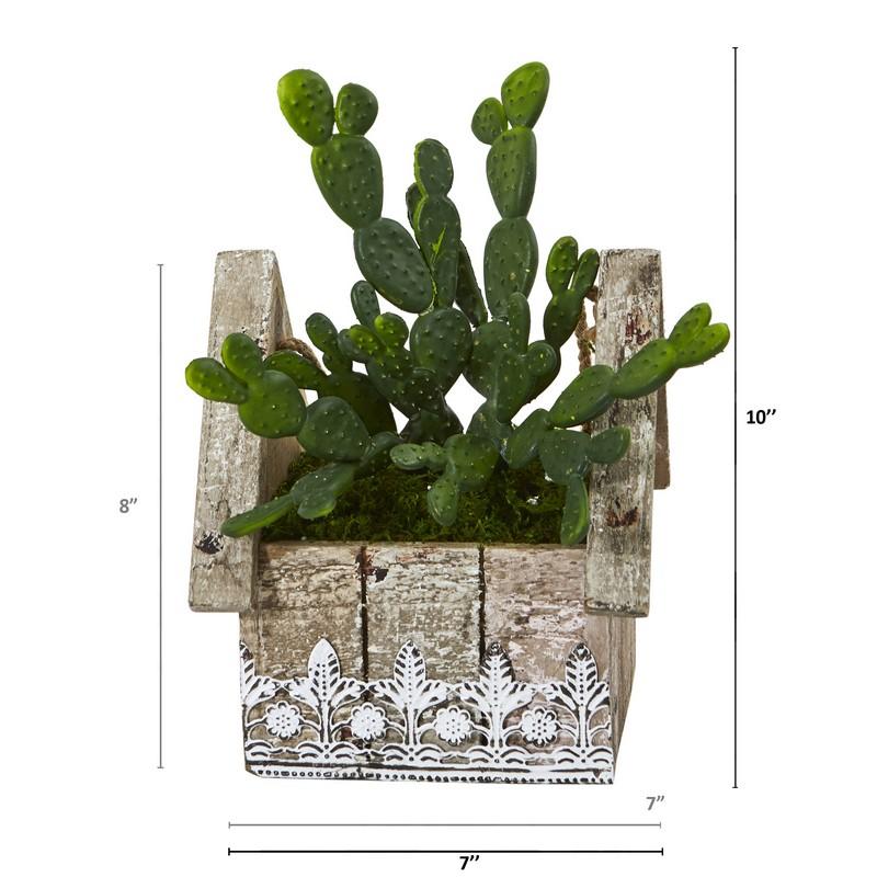 10" Cactus Succulent Artificial Plant in Hanging Floral Design House Planter