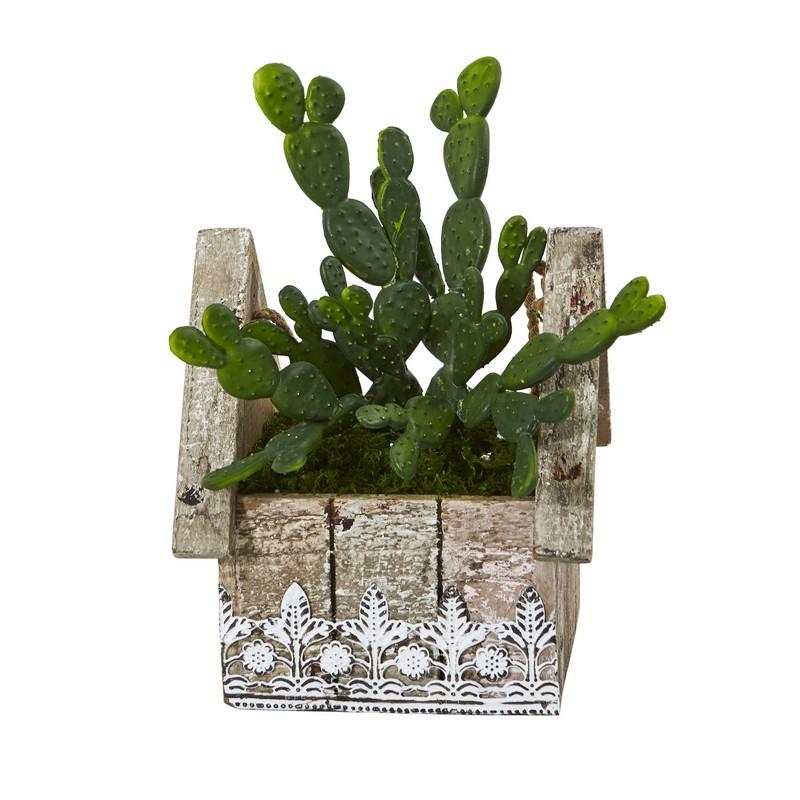 10" Cactus Succulent Artificial Plant in Hanging Floral Design House Planter