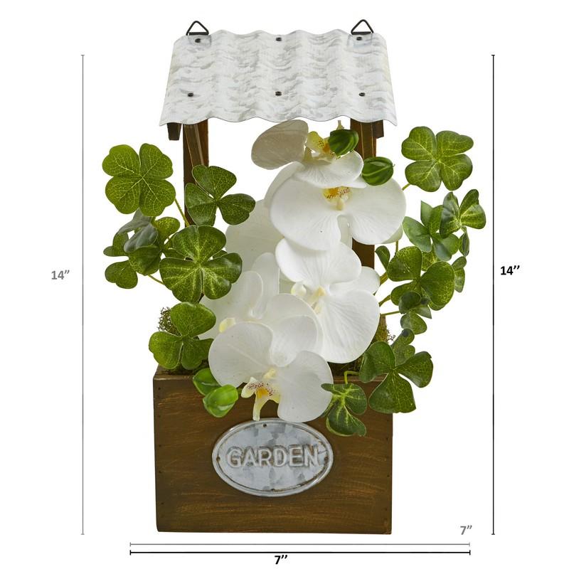 Phalaenopsis Orchid Artificial Plant in Tin Roof Planter