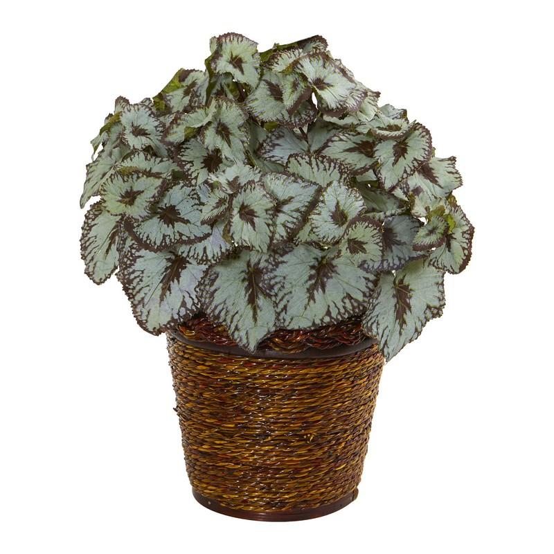 13" Begonia Artificial Plant in Basket