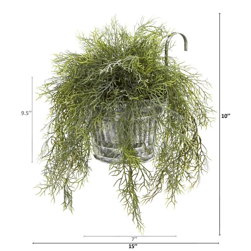 10" Tillandsia Moss Artificial Plant in Vintage Hanging Metal Pail
