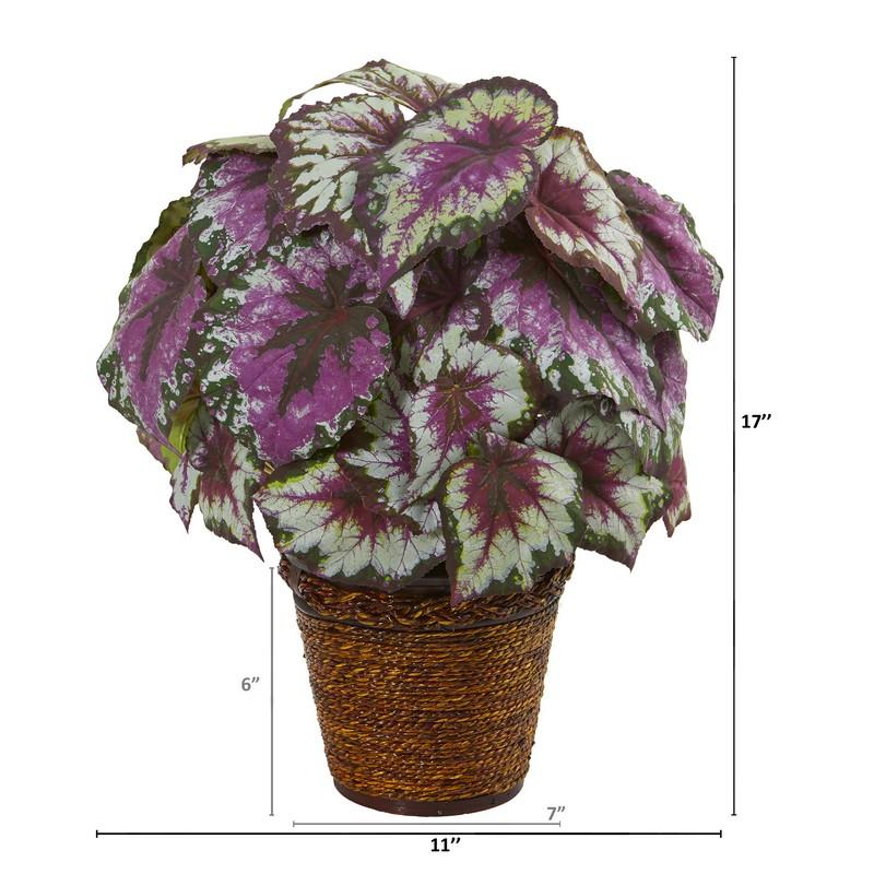 17" Wax Begonia Artificial Plant in Basket