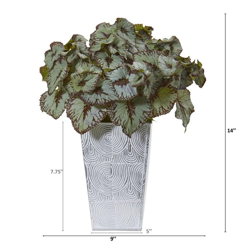 14" Rex Begonia Artificial Plant in Planter